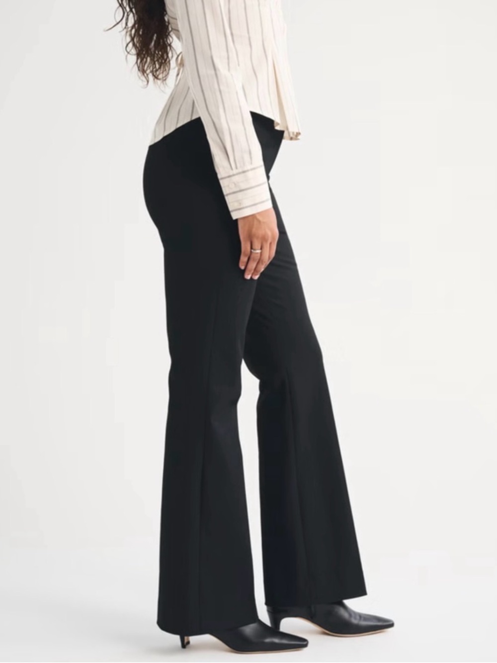 NWT Abercrombie & Fitch Curve Love Women's Black High-Waisted Boot Cut Pants - Picture 3 of 11